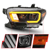 ANZO 2016-2017 Toyota Tacoma Projector Headlights w/ Plank Style Switchback Black w/ Amber 111396