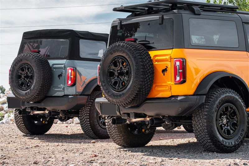 Corsa 21-22 Ford Bronco 2.7L 2-Door 2.75in Cat-Back Dual Rear Exhaust w/ 4in Straight-Cut Black Tips 21208BPC