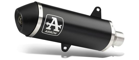 Arrow Piaggio Beverly 500/400 Aprilia Scarabeo Homologated Aluminium Dark Race-Tech Sil With Black Steel End Cap For Arrow Coll.  73501ann