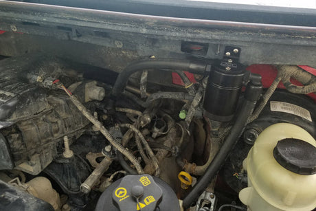 J&L 05-10 Ford F-150 5.4L Driver Side Oil Separator 3.0 - Black Anodized 3033D-B