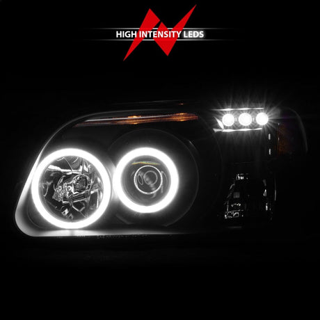 ANZO 1995-2001 Ford Explorer Projector Headlights w/ Halo Black 1 pc 111132