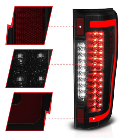 ANZO 2017+ Ford F-250 LED Taillights - Black/Smoke 311288