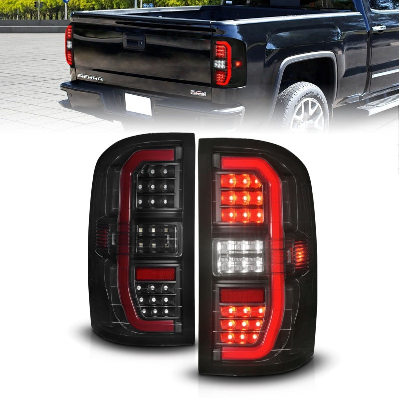 ANZO 14-18 GMC Sierra 1500 Full LED Taillights Black Housing Smoke Lens (w/C Light Bars) 311465
