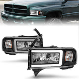 ANZO 94-02 Dodge RAM Crystal Headlight - w/ Light Bar Black Housing 111554