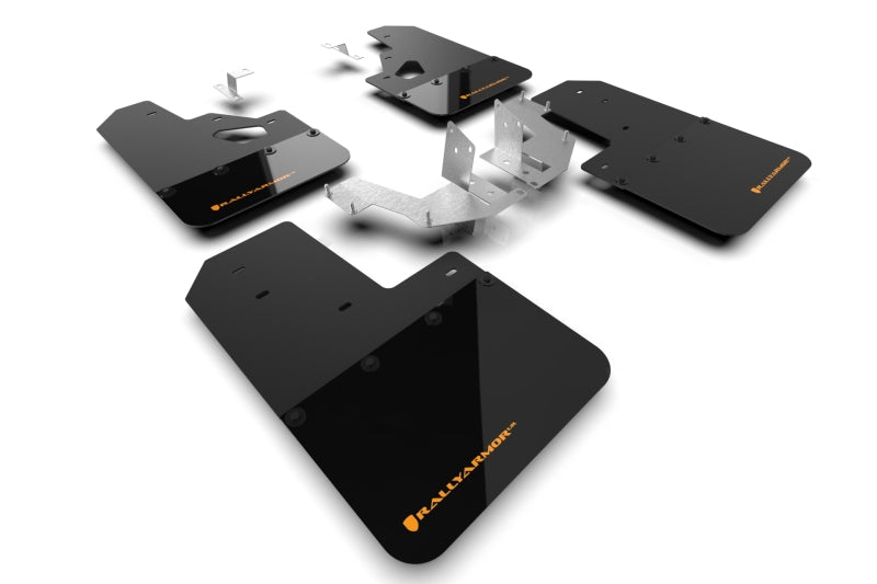 Rally Armor 21-22 Ford Bronco (Plstc Bmpr + RR - NO Rptr/Sprt) Blk Mud Flap w/Cy Orange Logo MF85-RR-PL-COR