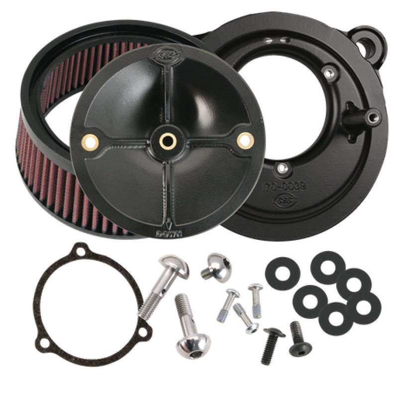 S&S Cycle 2008+ BT w/ S&S 58mm Throttle Body Stealth Air Cleaner Kit w/o Cover 170-0164