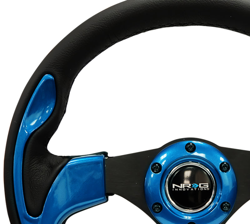 NRG Reinforced Steering Wheel (320mm) Blk w/Blue Trim RST-001BL