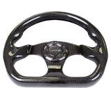 NRG Carbon Fiber Steering Wheel (320mm) Flat Bottom w/Shiny Black Carbon ST-009CF/BK