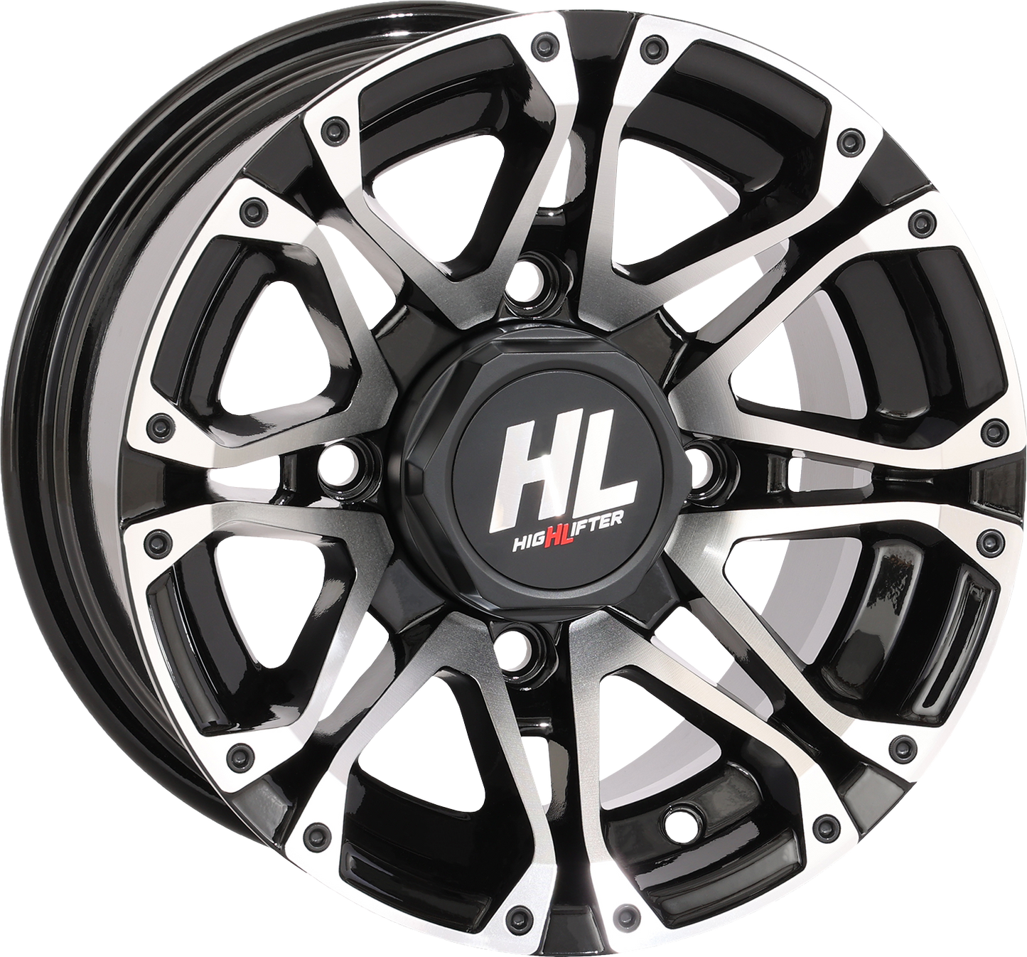 HIGH LIFTER Wheel - HL3 - Front/Rear - Gloss Black w/Machined - 12x7 - 4/156 - 4+3 (+5 mm) 12HL03-1156