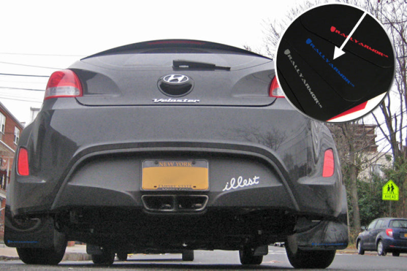 Rally Armor 12-18 Hyundai Veloster Black UR Mud Flap w/ Blue Logo MF24-UR-BLK/BL