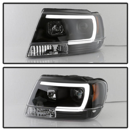 Spyder 99-04 Jeep Grand Cherokee Projector Headlights - Light Bar DRL LED - Black 5085221