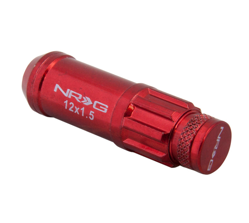 NRG 700 Series M12 X 1.5 Steel Lug Nut w/Dust Cap Cover Set 21 Pc w/Locks & Lock Socket - Red LN-LS700RD-21