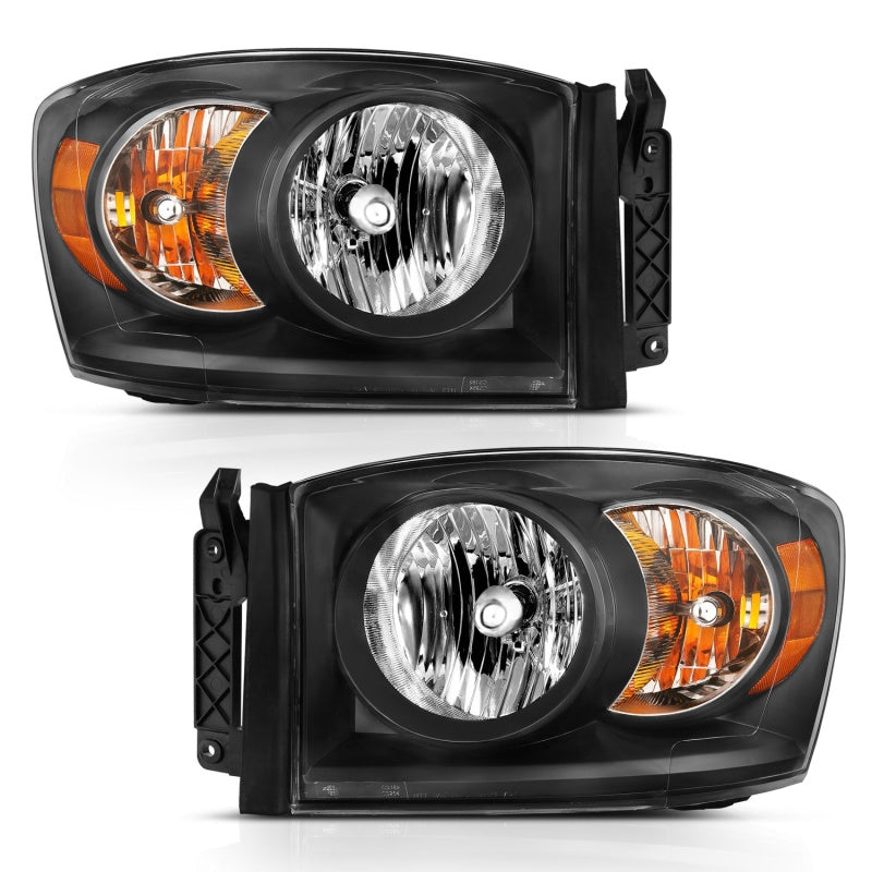 ANZO 2006-2009 Dodge Ram 1500 Crystal Headlight  Black Amber 111427