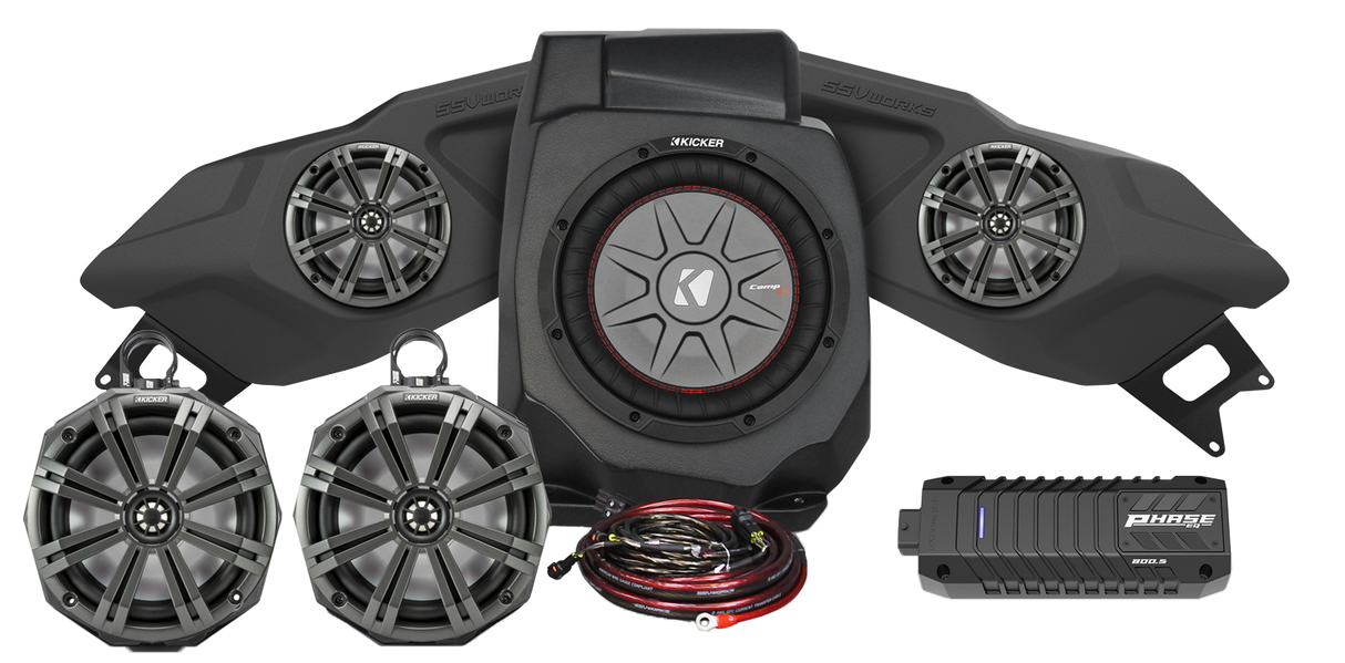 SSV WORKS 5 Speaker Plug And Play Kit W/ 8" Cage Pods Kicker Ride Co 220-RZ5-Q5XKRC