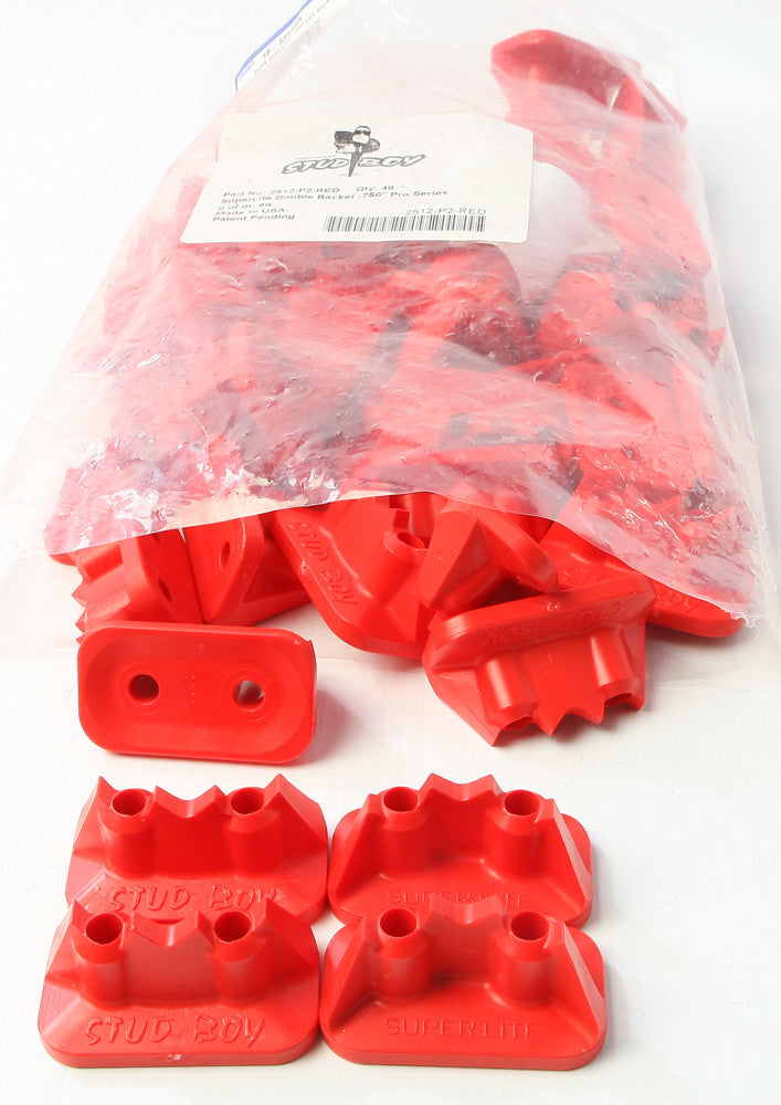 STUD BOY Super-Lite Pro Series Double Backers 0.75" 48/Pk Red 2512-P2-RED