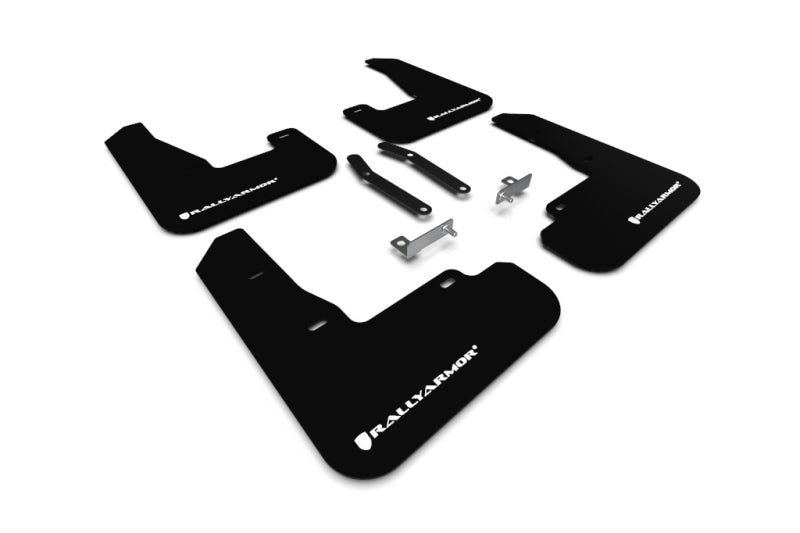 Rally Armor 19-21 Hyundai Elantra N Line Black UR Mud Flap w/ White Logo MF59-UR-BLK/WH