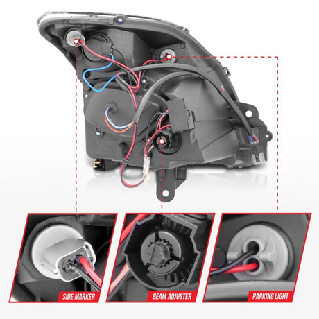 ANZO 2007-2012 Nissan Sentra Projector Headlights Black 121276