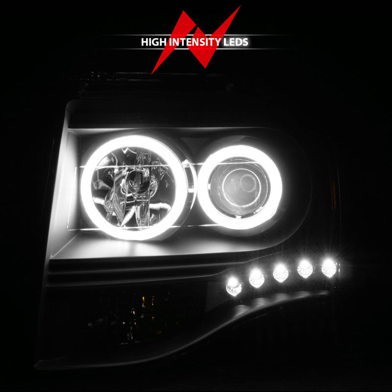 ANZO 2007-2014 Ford Expedition Projector Headlights w/ Halo Black 111113