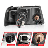 ANZO 2001-2011 Ford Ranger Crystal Headlights w/ Light Bar Black Housing 111511