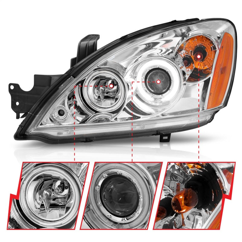 ANZO 2004-2007 Mitsubishi Lancer Projector Headlights w/ Halo Chrome (CCFL) 121103