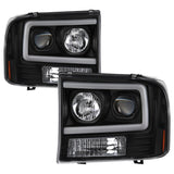 Spyder 99-04 Ford F250 Super Duty Projector Headlights - Light Bar - Black PRO-YD-FF25099V2-LB-BK 5084491