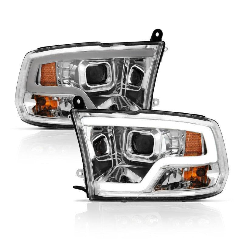 ANZO 09-18 Dodge Ram 1500 Plank Style Projector Headlights Chrome w/ Halo 111405