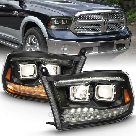 ANZO 2009-2018 Dodge Ram 1500 Projector H.L. Switchback Chrome Amber 111442