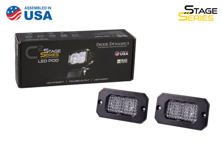 Diode Dynamics Stage Series 2 In LED Pod Pro - White Flood Flush RBL (Pair) DD6436P