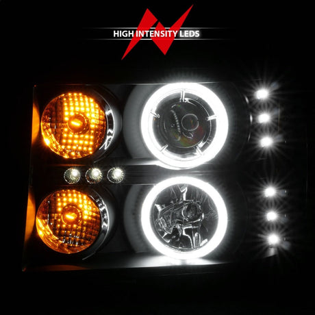 ANZO 2007-2013 Gmc Sierra 1500 Projector Headlights w/ Halo Black 111125