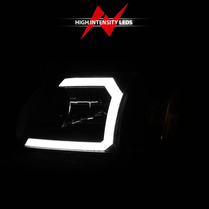 ANZO 00-04 Toyota Tundra (Fits Reg/Acc Cab Only) Crystal Headlights w/Light Bar Black w/Corner Light 111579