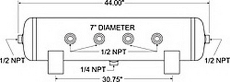 Firestone Air Tank 20 Gallon 12in. x 44in. (6) 1/2in. NPT Ports 150 PSI Max - Black (WR17609277) 9277