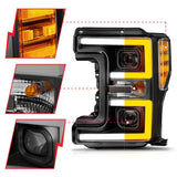 ANZO 17-19 Ford F-250/350/450 SD (w/o Factory LED) LED Proj Headlights w/Light Bar Switchback Blk 111577