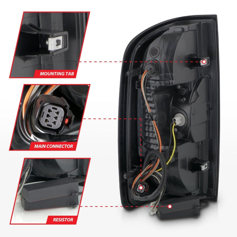 ANZO 15-21 GMC Canyon Full LED Tail Lights w/ Red Lightbar Black Housing Smoke Lens 311435