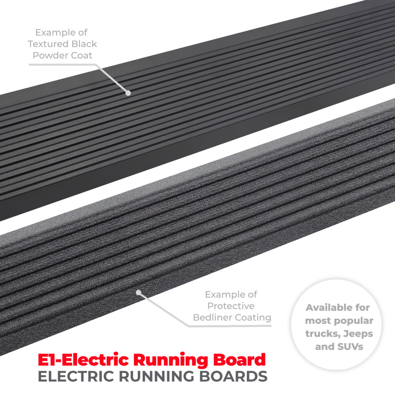 Go Rhino 19-23 Chev Silverado 1500 & 20-23 25/3500HD DC 4dr E-BOARD E1 Running Board Kit - Tex. Blk 20404880PC