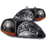 ANZO 1996-1998 Honda Civic Crystal Headlights Black 121067