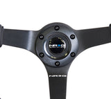 NRG Reinforced Steering Wheel (350mm / 3in. Deep) Bk Leather w/Bk BBall Stitch (Odi Bakchis Edition) RST-036MB-R