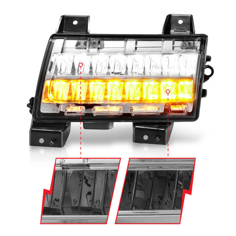 ANZO 2018-2021 Jeep Wrangler LED Side Markers Chrome Housing Clear Lens w/ Sequential Signal 511086