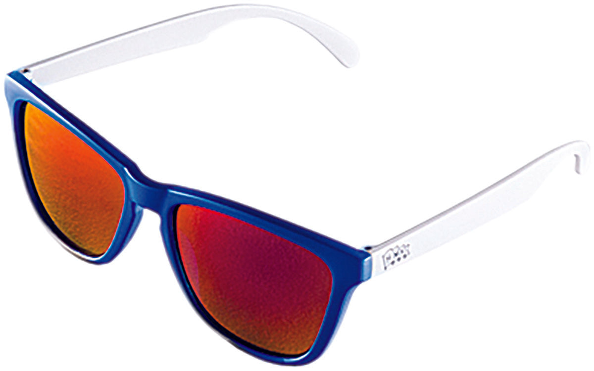 HMK Crow Sunglasses Blue/White W/Revo Black/Red Lens HM5CROWBL