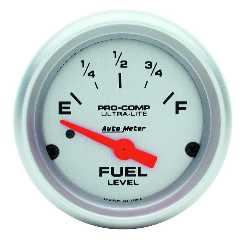 Autometer Ultra-Lite 52mm 0 OHMS Empty/90 OHMS Full Short Sweep Electronic Fuel Level Gauge 4314