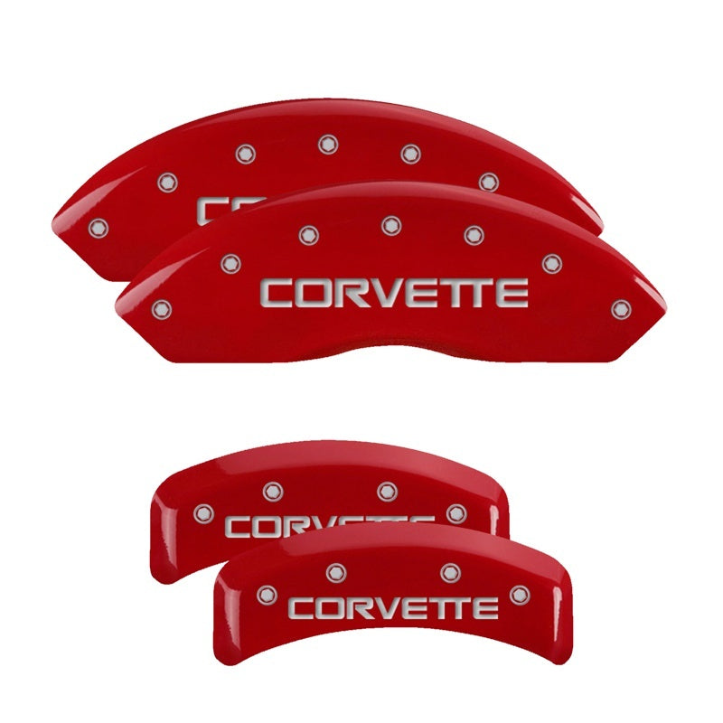 MGP 4 Caliper Covers Gloss Red Engraved with Corvette C4 (Full Kit 4 Pieces) 13013SCV4RD