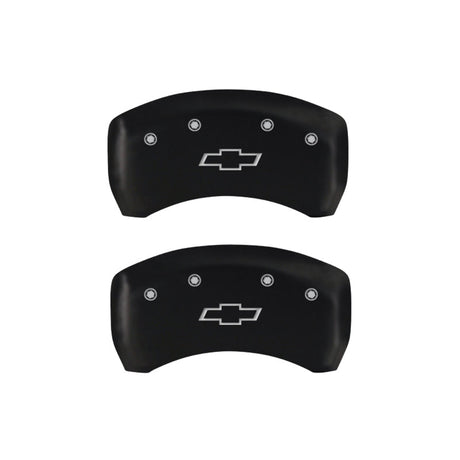 MGP 4 Caliper Covers Engraved Front & Rear Bowtie Red finish silver ch 14235SBOWRD