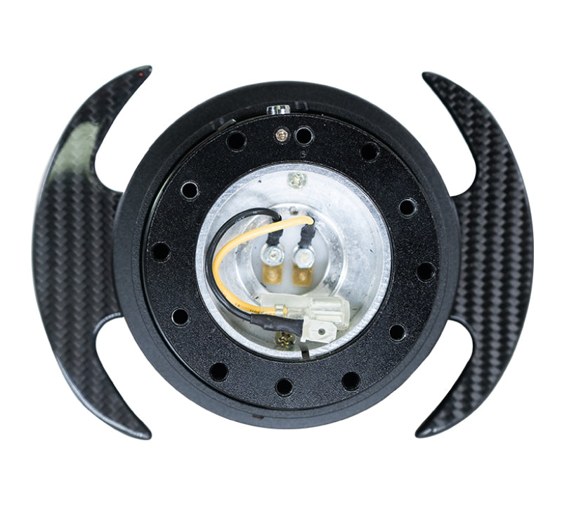 NRG Quick Release Kit Gen 3.0 - Black Body / Black Ring w/ Carbon Fiber Handles SRK-650CF