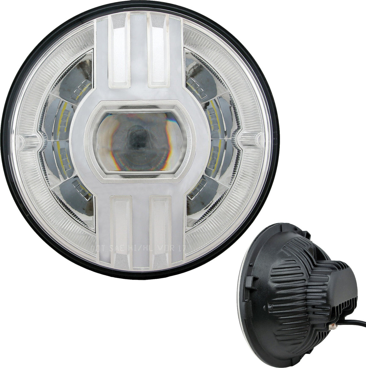 CYRON Headlight 7" Beast 2 Chrome W/Driving Light ABIG7B2-C