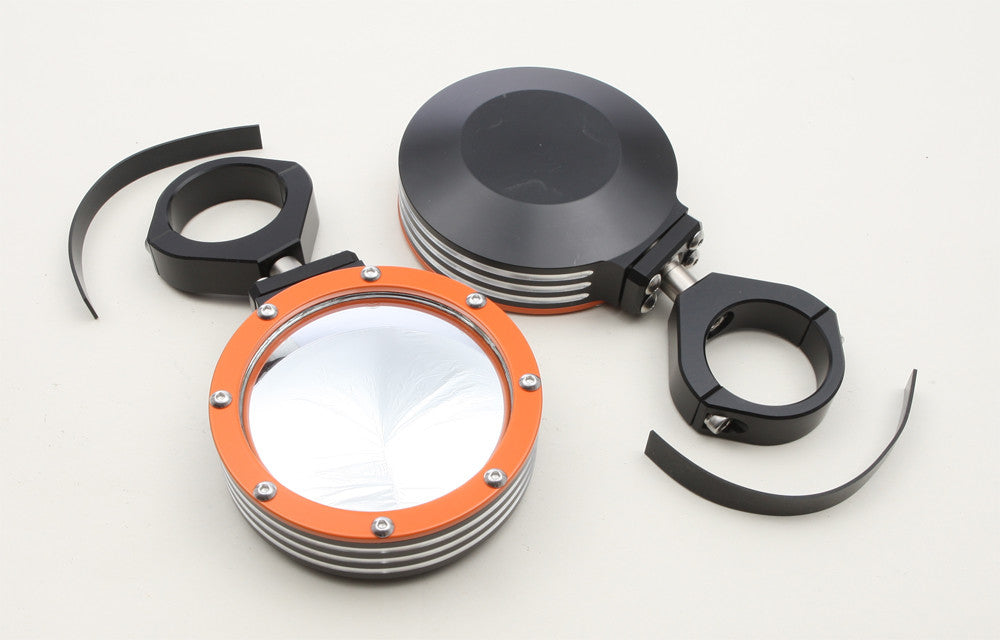 MODQUADBillet Side Mirrors Round W/Bezel Orange 1.75"SIDE-BEZ-OR