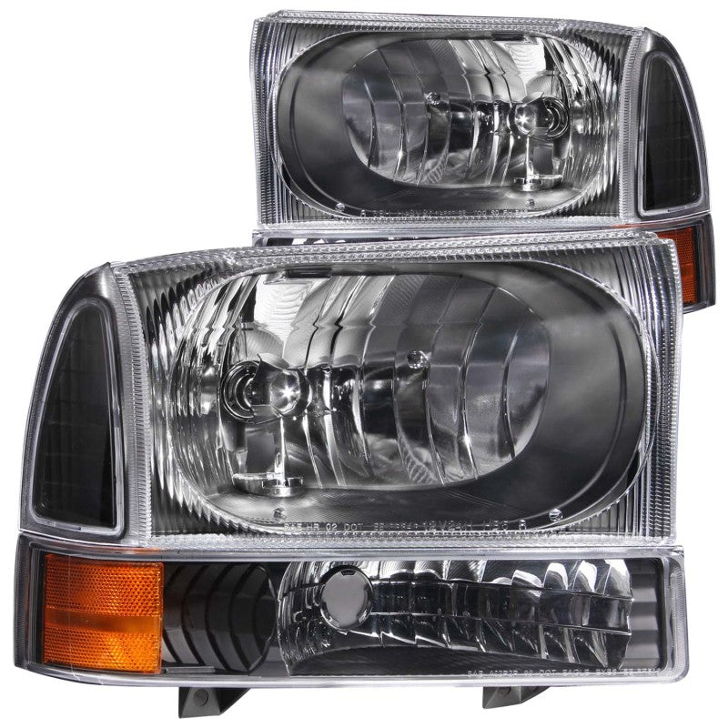 ANZO 2000-2004 Ford Excursion Crystal Headlights Black 111080