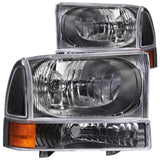 ANZO 2000-2004 Ford Excursion Crystal Headlights Black 111080