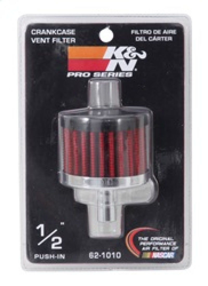 K&N Steel Base Crankcase Vent Filter .5in Vent OD x 2in OD x 1.5in Height 62-1010