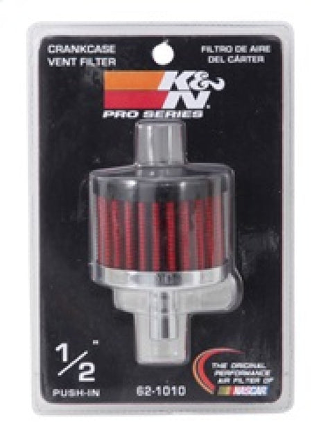 K&N Steel Base Crankcase Vent Filter .5in Vent OD x 2in OD x 1.5in Height 62-1010