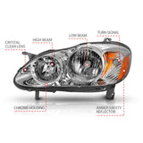 ANZO 2005-2008 Toyota Corolla Crystal Headlight Chrome Amber 121540