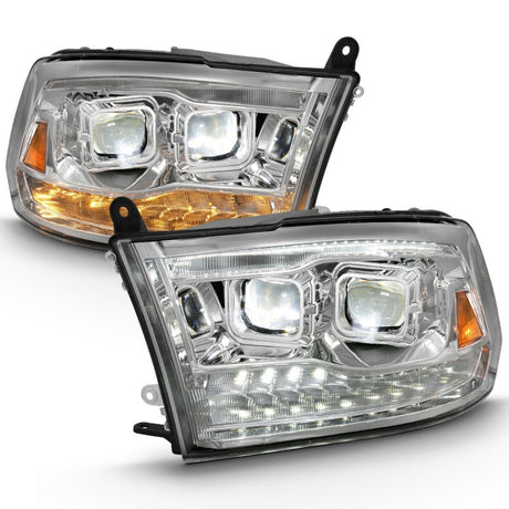 ANZO 2009-2018 Dodge Ram 1500 Led Projector Plank Style Switchback H.L Halo Chrome Amber (OE Style) 111465